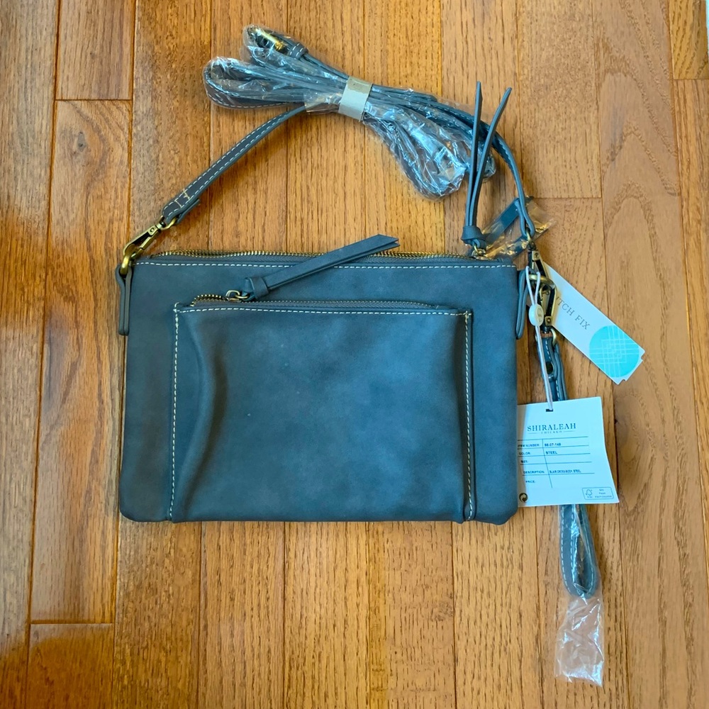 Shiraleah Blair cross body bag, steel grey, NWT